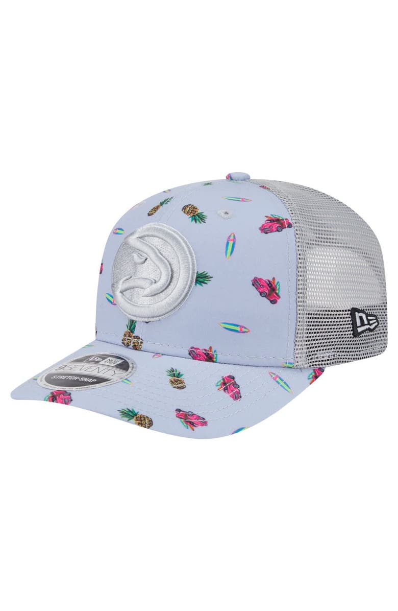 New Era Men's New Era Light Blue/Gray Atlanta Hawks Adventure Aloha Pattern 9SEVENTY Stretch-Snap Hat, Main, color, Light Blue