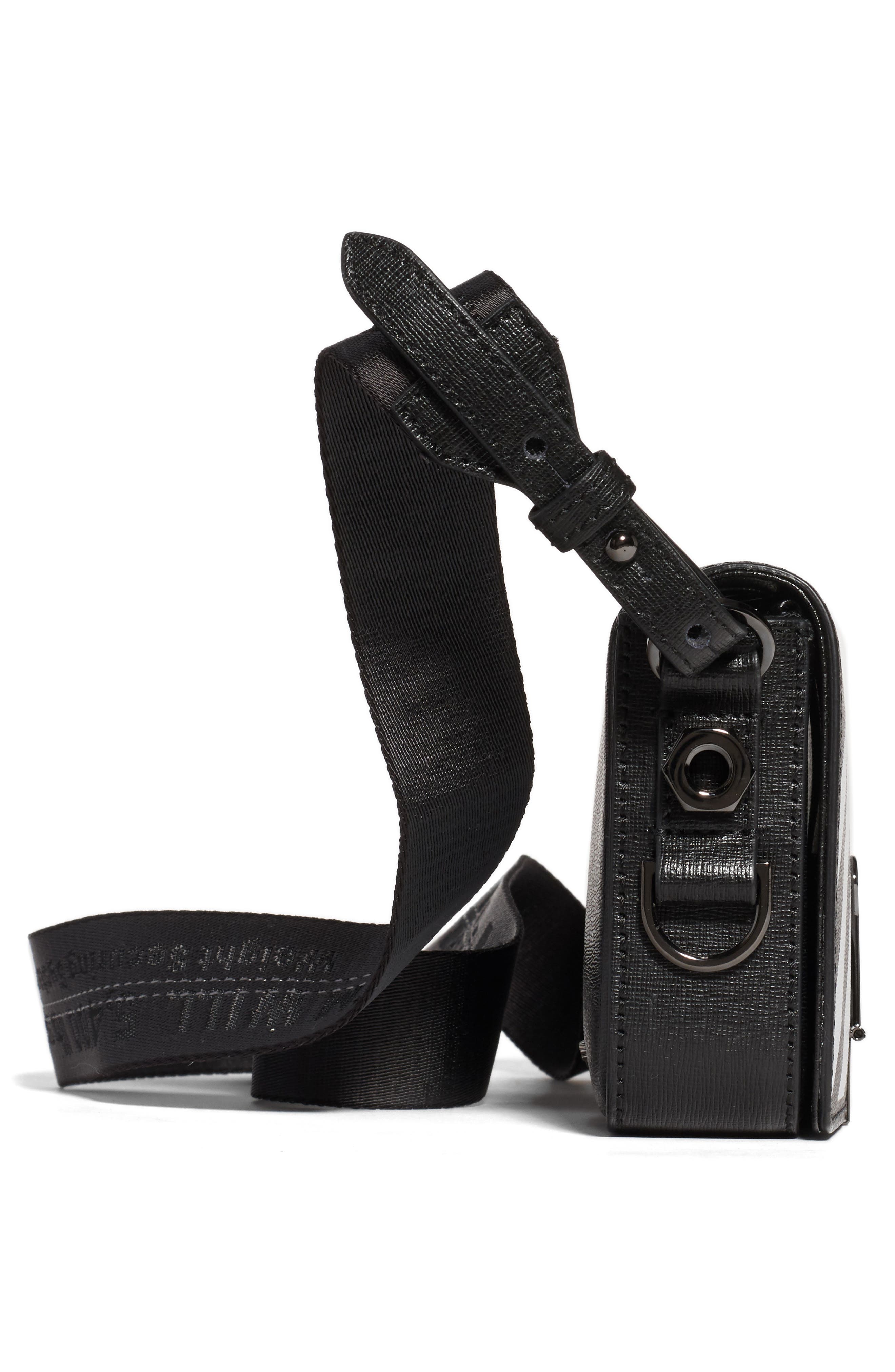 Off-White Diagonal Stripe Mini Flap Bag, Alternate, color, 