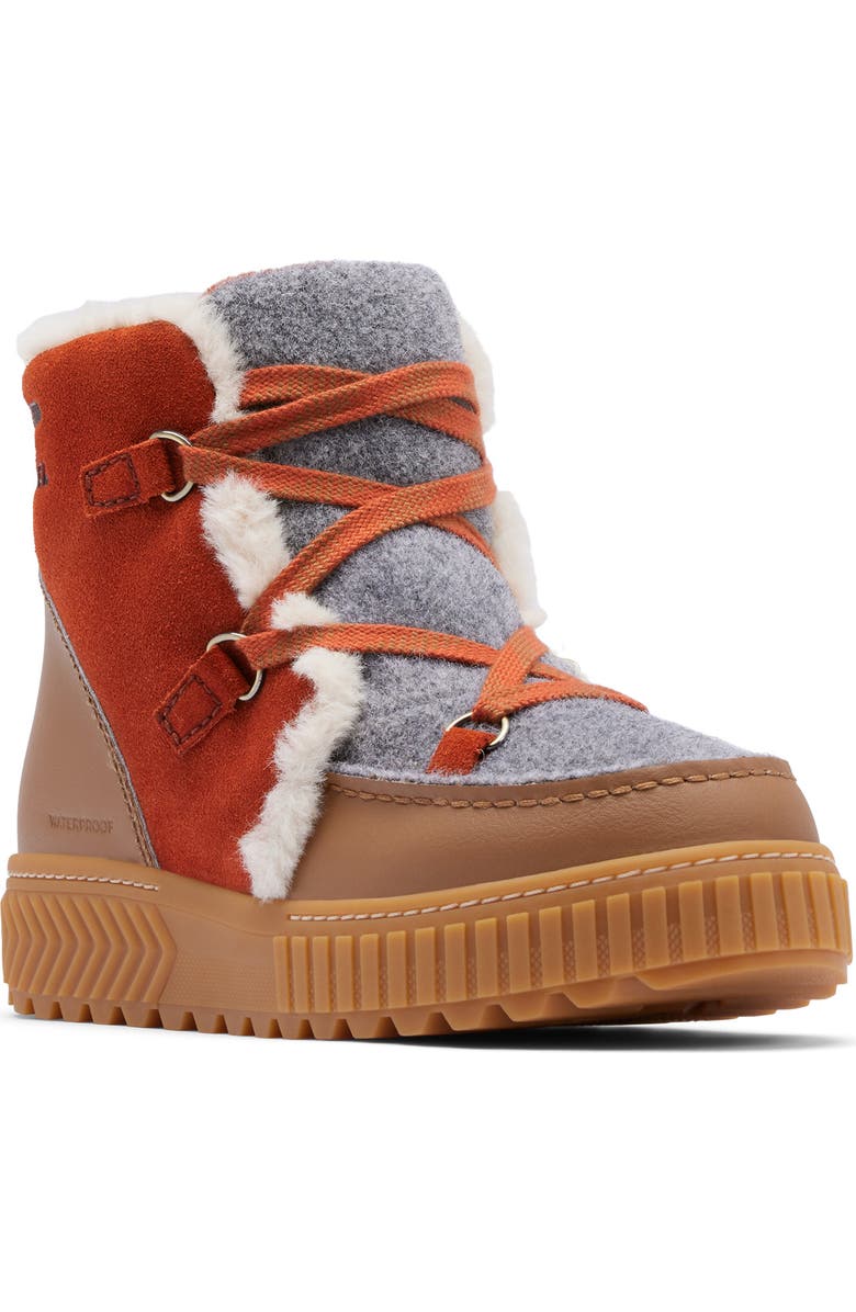 SOREL One Ave<sup>™</sup> Alpine Faux Fur Trim Waterproof Boot, Main, color, Velvet Tan/ Sanguine