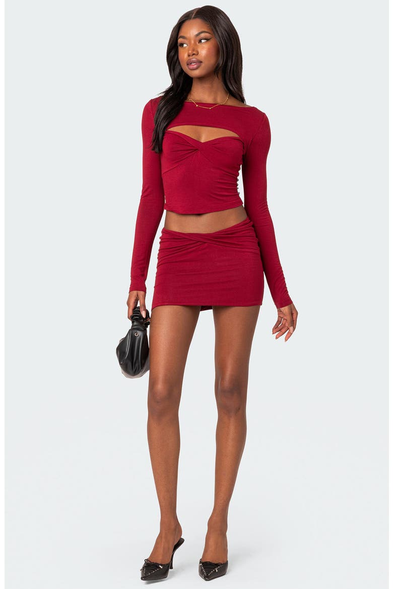 Lara Cut Out Twist Front Top, Alternate, color, BURGUNDY