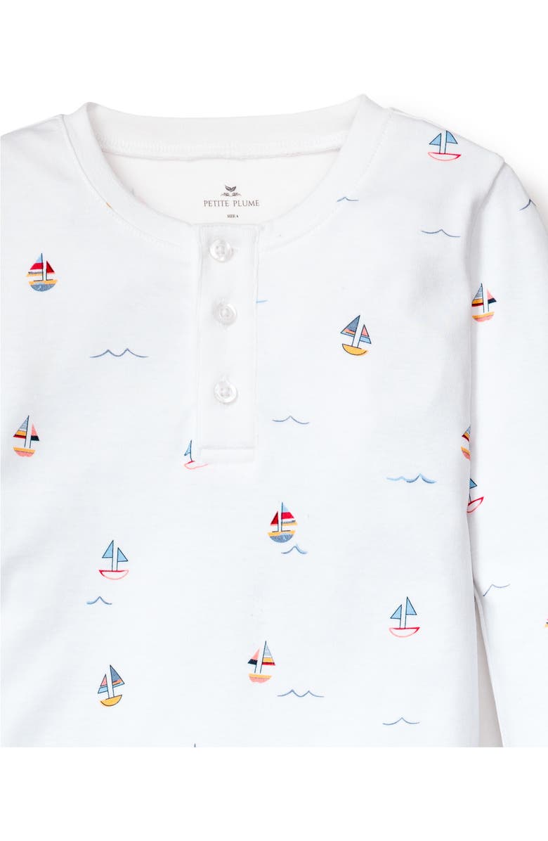 Petite Plume Kids' Print Fitted Two-Piece Pima Cotton Pajamas, Alternate, color, White