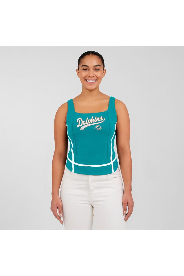 Women's WEAR by Erin Andrews Aqua Miami Dolphins Square Neck Tank Top, Alternate, color, Aqua