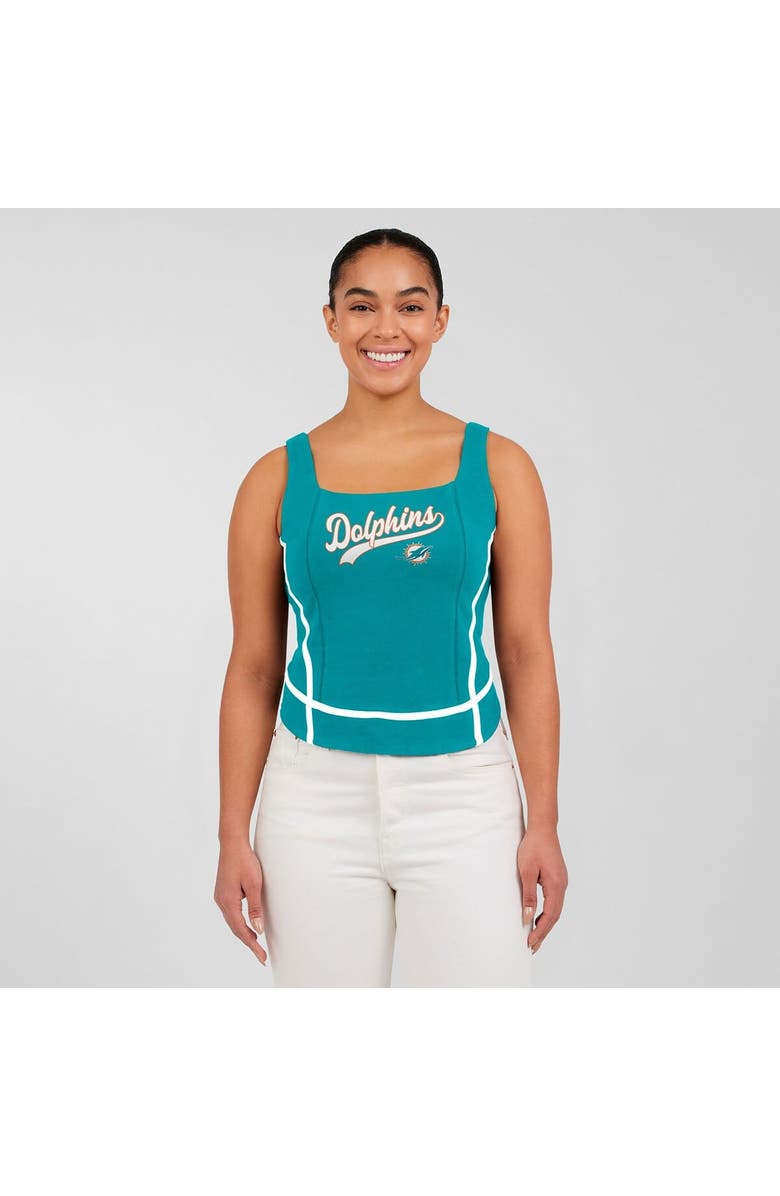 WEAR by Erin Andrews Women's WEAR by Erin Andrews Aqua Miami Dolphins Square Neck Tank Top, Alternate, color, Aqua