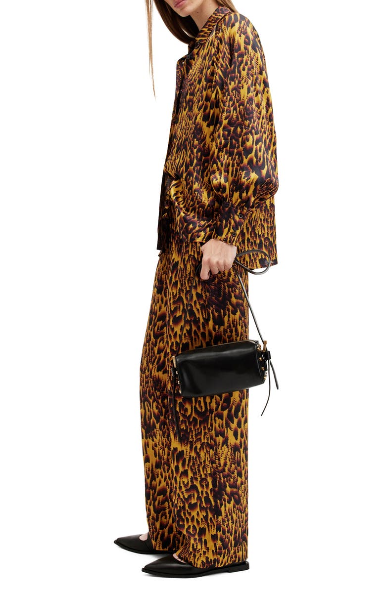 AllSaints Oana Print Button-Up Shirt, Alternate, color, Teresa Deep Yellow