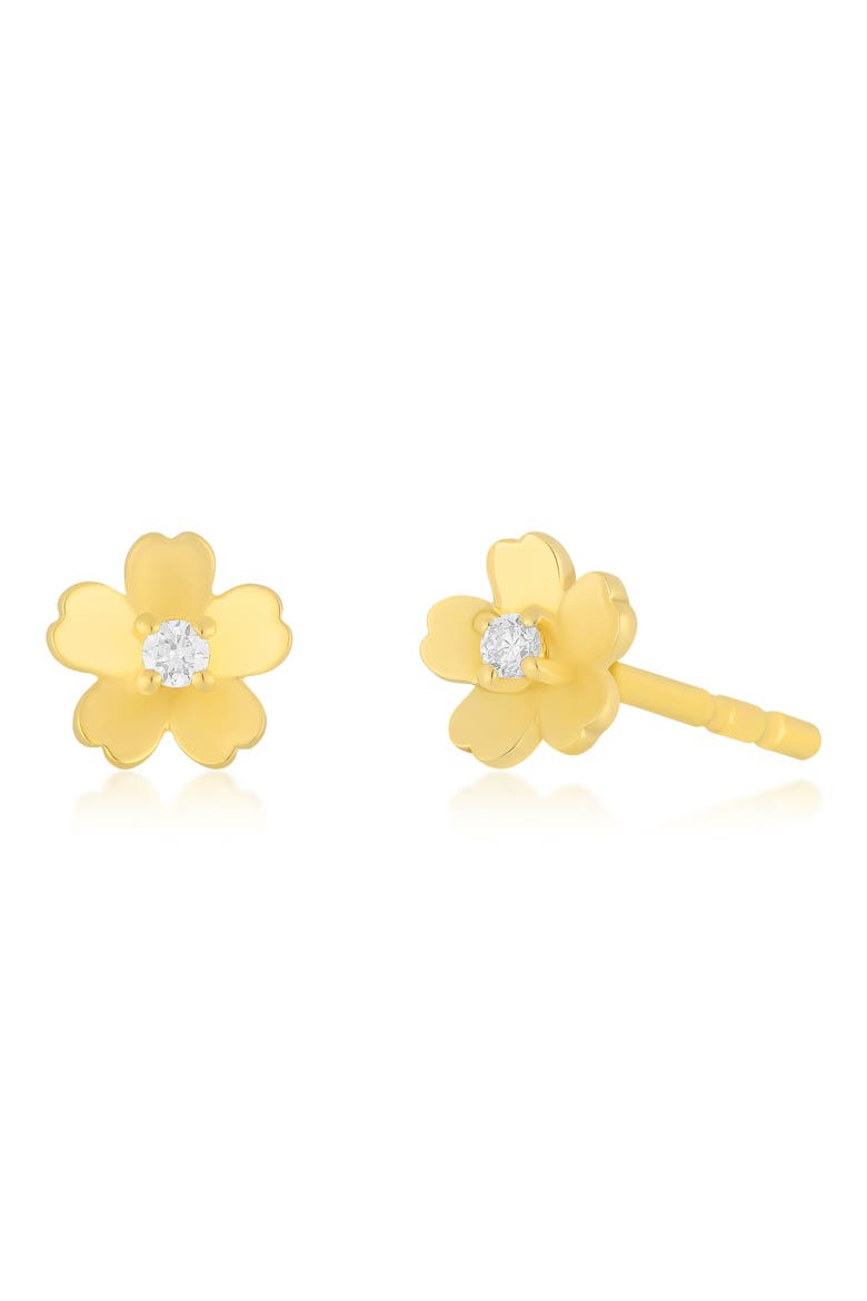 Mini Cherry Blossom Diamond Stud Earrings, Main, color, 14K YELLOW GOLD