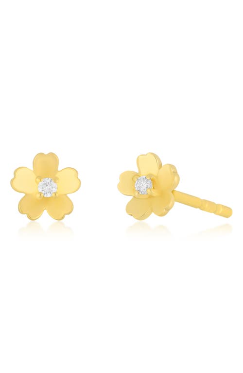 Ef Collection Mini Cherry Blossom Diamond Stud Earrings In 14k Yellow Gold