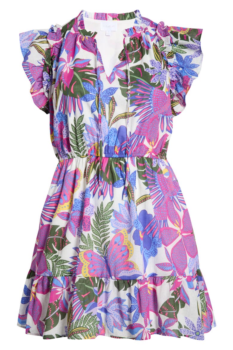 Evren Tropics Sardy Cotton Minidress, Alternate, color, BLUE-PINK