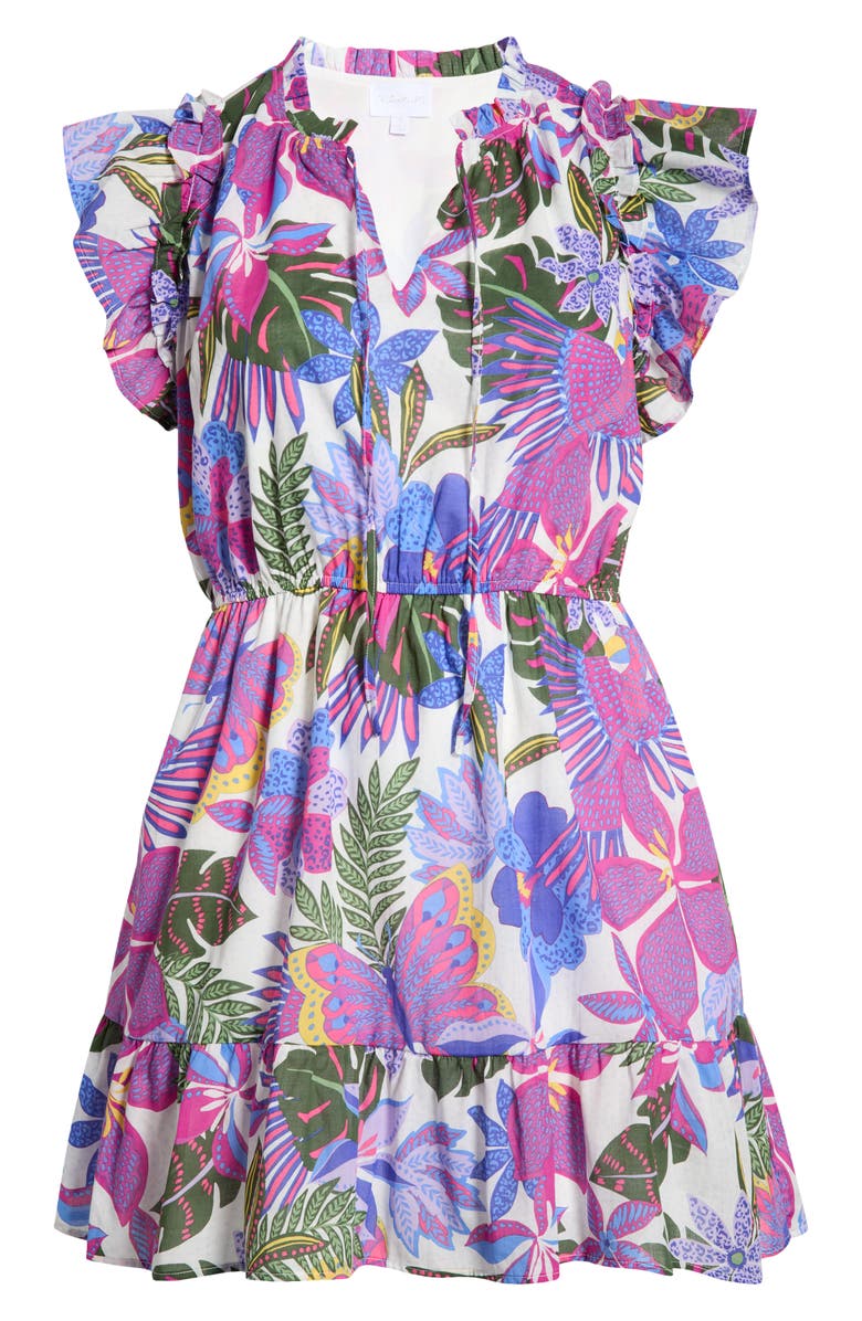 SUGARLIPS Evren Tropics Sardy Cotton Minidress, Alternate, color, Blue-Pink