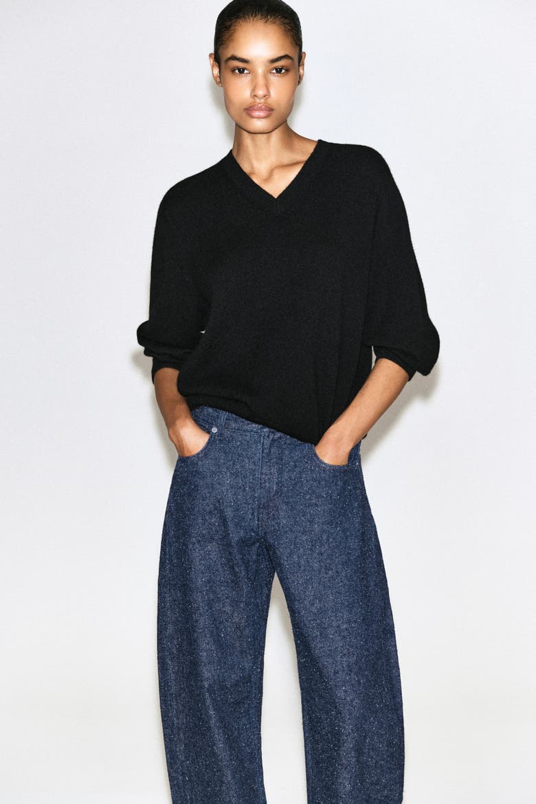 Inlet Bouclé Curved-leg Jeans, Alternate, color, BLUE