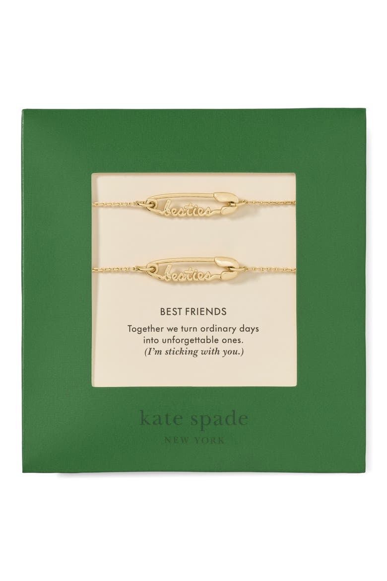 best friends safety pin charm bracelet, Alternate, color, GOLD