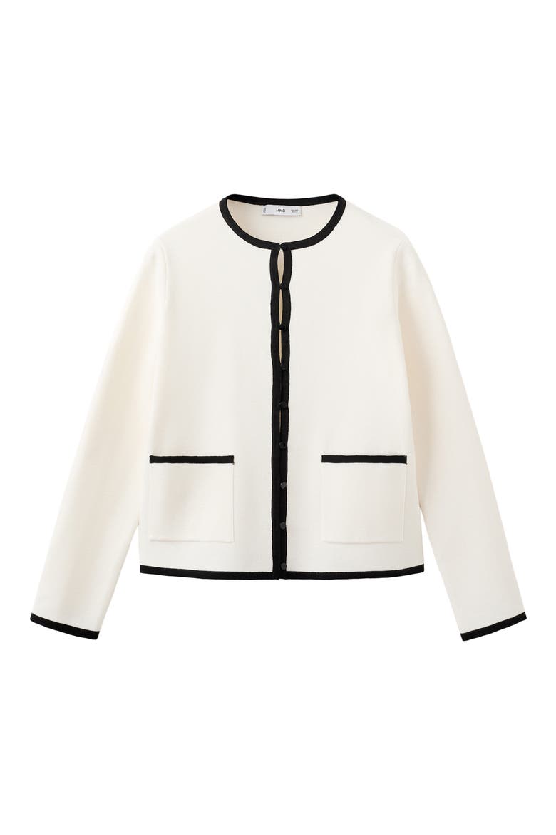 Contrast Rib Cardigan, Alternate, color, ECRU