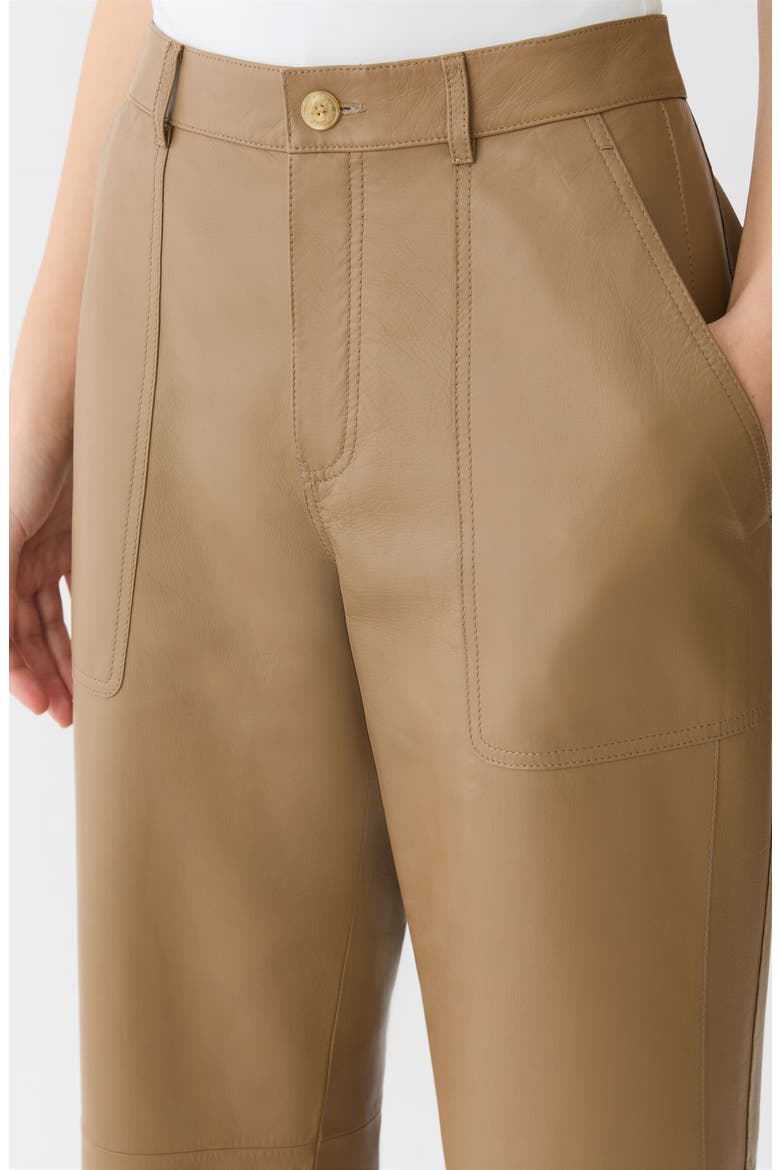 Highline Straight Leg Leather Ankle Pants, Alternate, color, GREEN CLAY
