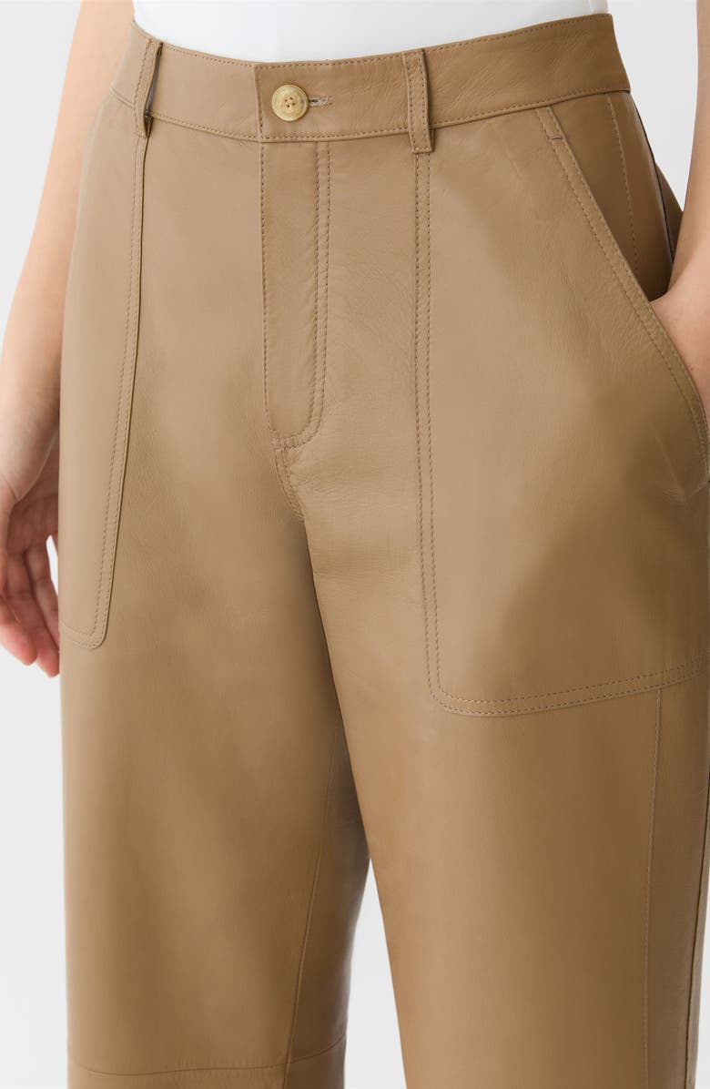 Lafayette 148 New York Highline Straight Leg Leather Ankle Pants, Alternate, color, Green Clay