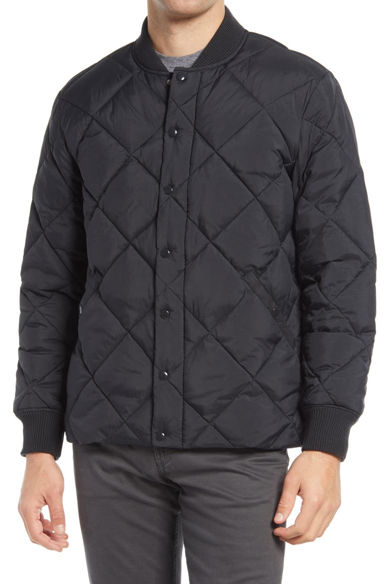 Quilted Puffer Jacket, Alternate, color, ALMOST BLACK
