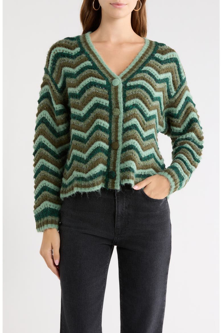 Harp Zig Zag Cardigan, Main, color, EMERALD