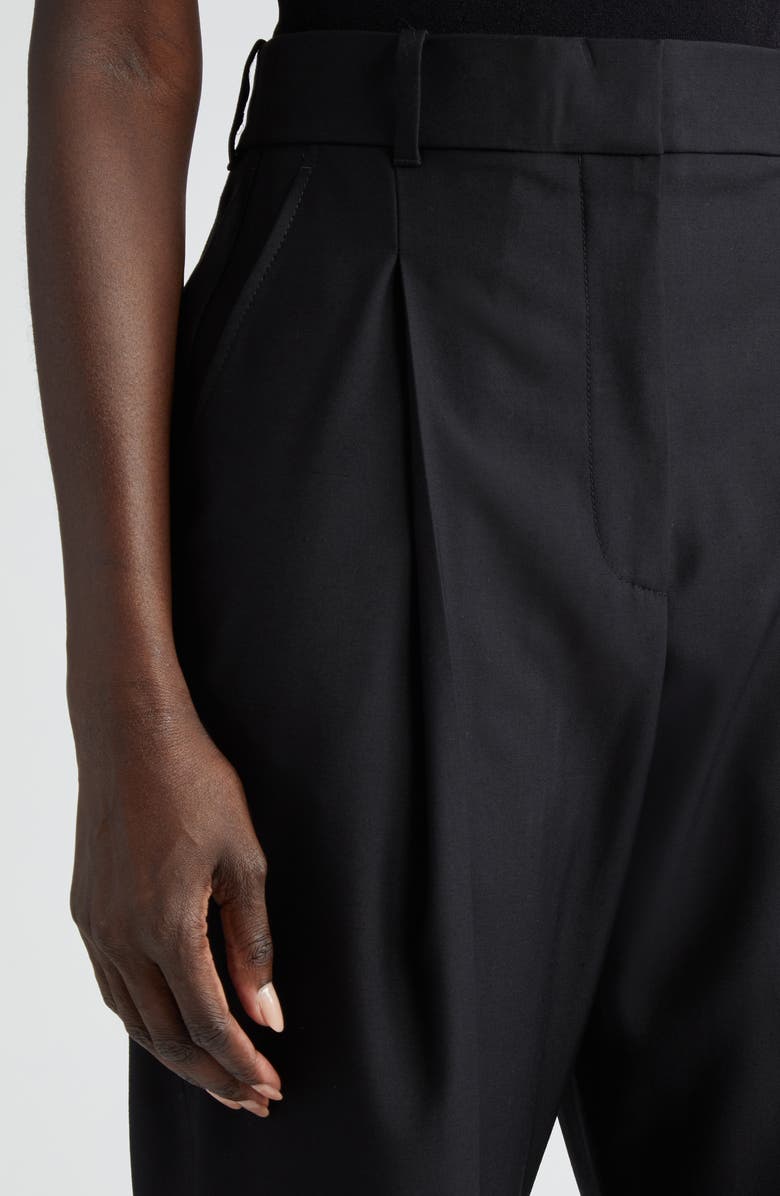 McQueen Pleated Slim Peg Wool Ankle Trousers, Alternate, color, 
