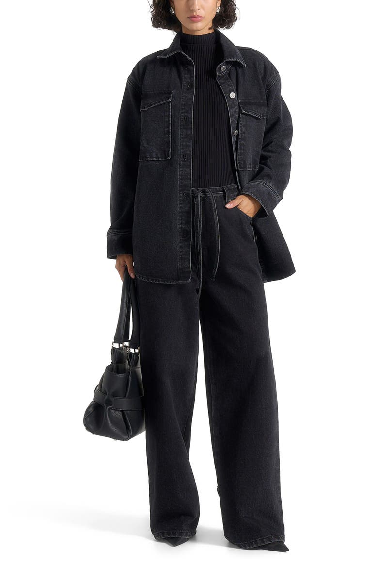 Joy Denim Oversized Shirt, Main, color, Washed Black