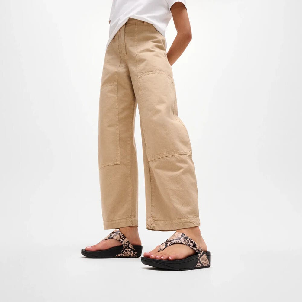 Lulu Snake Toe-Post Sandals, Alternate, color, Hazy Taupe/Black