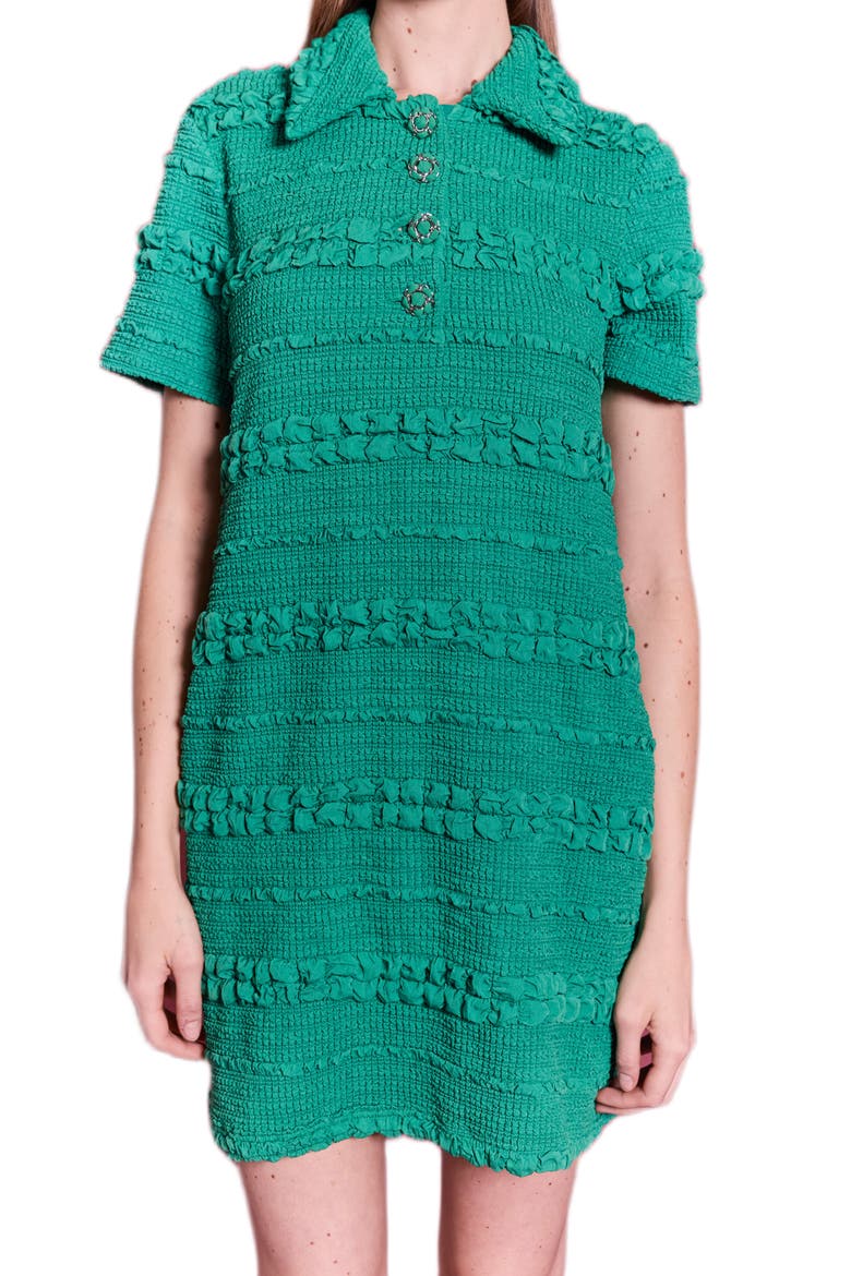 Embroidered Stretch Polo Minidress, Alternate, color, KELLY GREEN