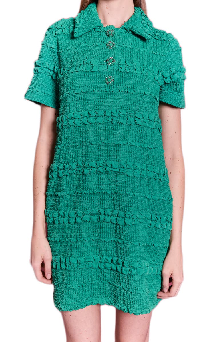 English Factory Embroidered Stretch Polo Minidress, Alternate, color, Kelly Green