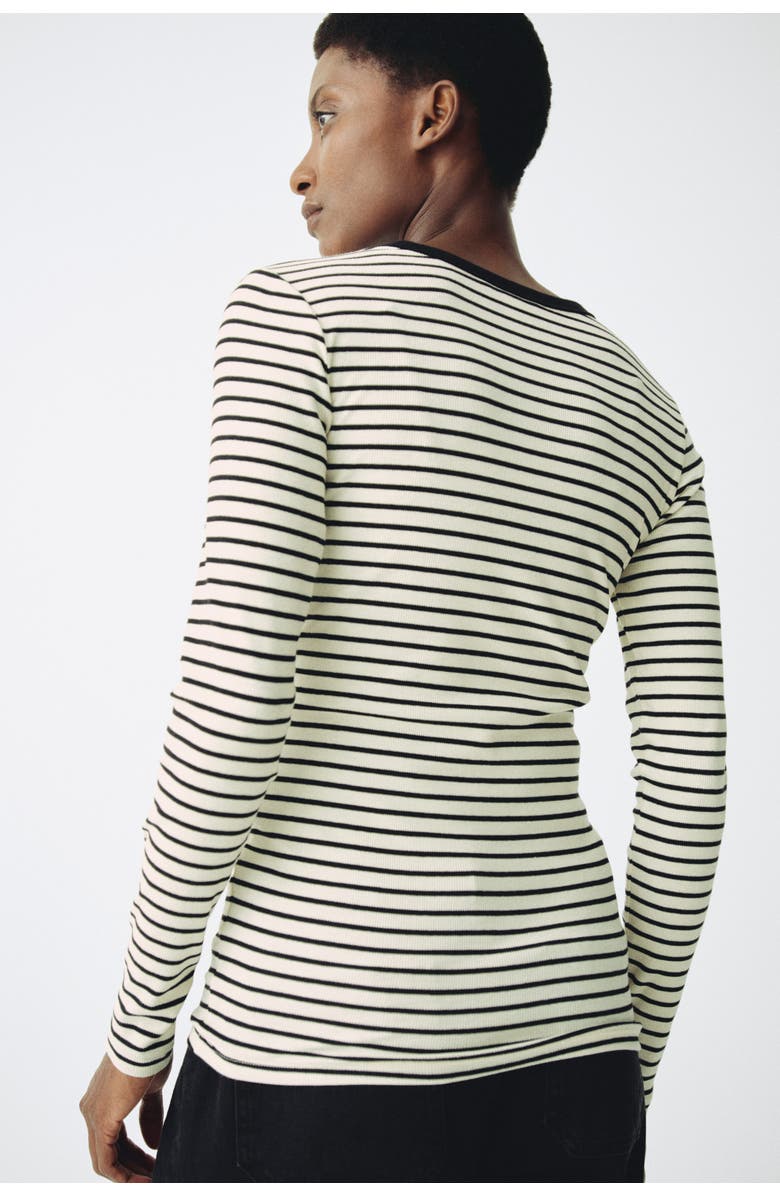 H&M Mama Ribbed Jersey Top, Alternate, color, Cream/Striped