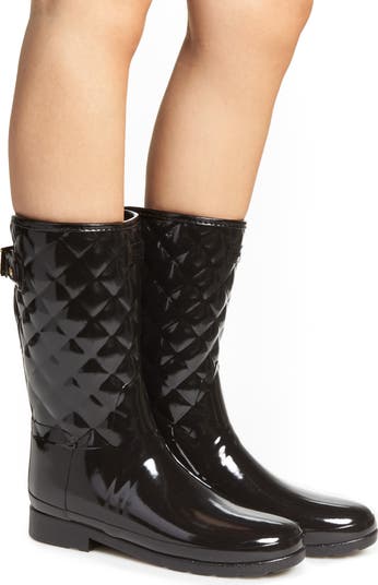 Hunter Refined High Gloss Quilted Short Waterproof Rain Boot