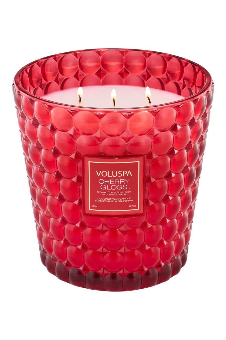 Cherry Gloss Boxed 3-Wick Hearth Candle, Main, color, CHERRY GLOSS