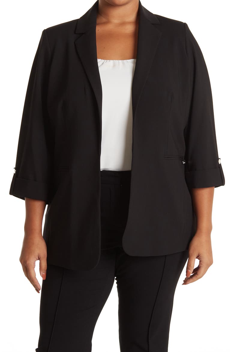 Roll Tab Blazer, Main, color, BLACK