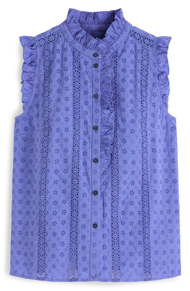 Boden Isabel Broderie Sleeveless Cotton Top, Alternate, color, Persian Jewel