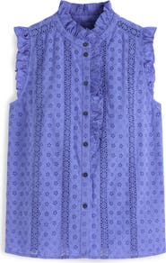 Boden Isabel Broderie Sleeveless Cotton Top
