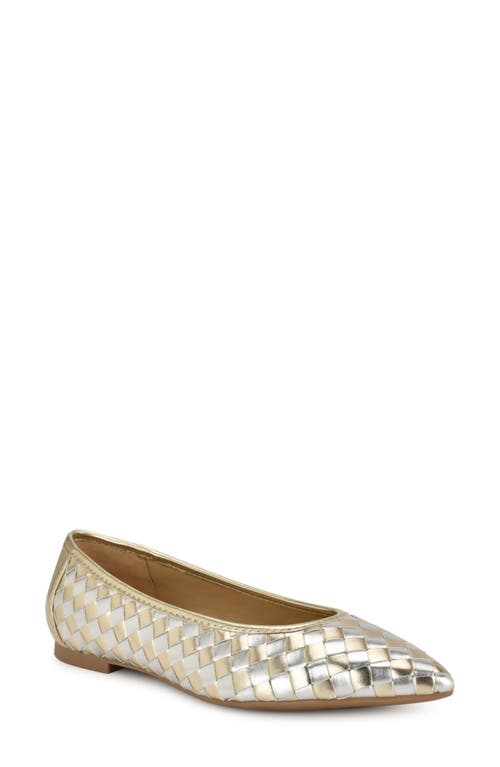 Nine West Largo Pointed Toe Flat In Silver/gold