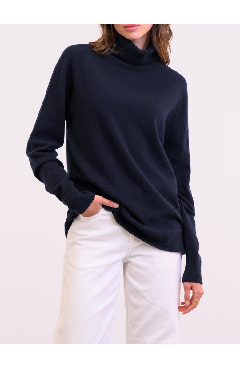 Celtic & Co. Geelong Wool Slouch Turtleneck Sweater, Alternate, color, Dark Navy