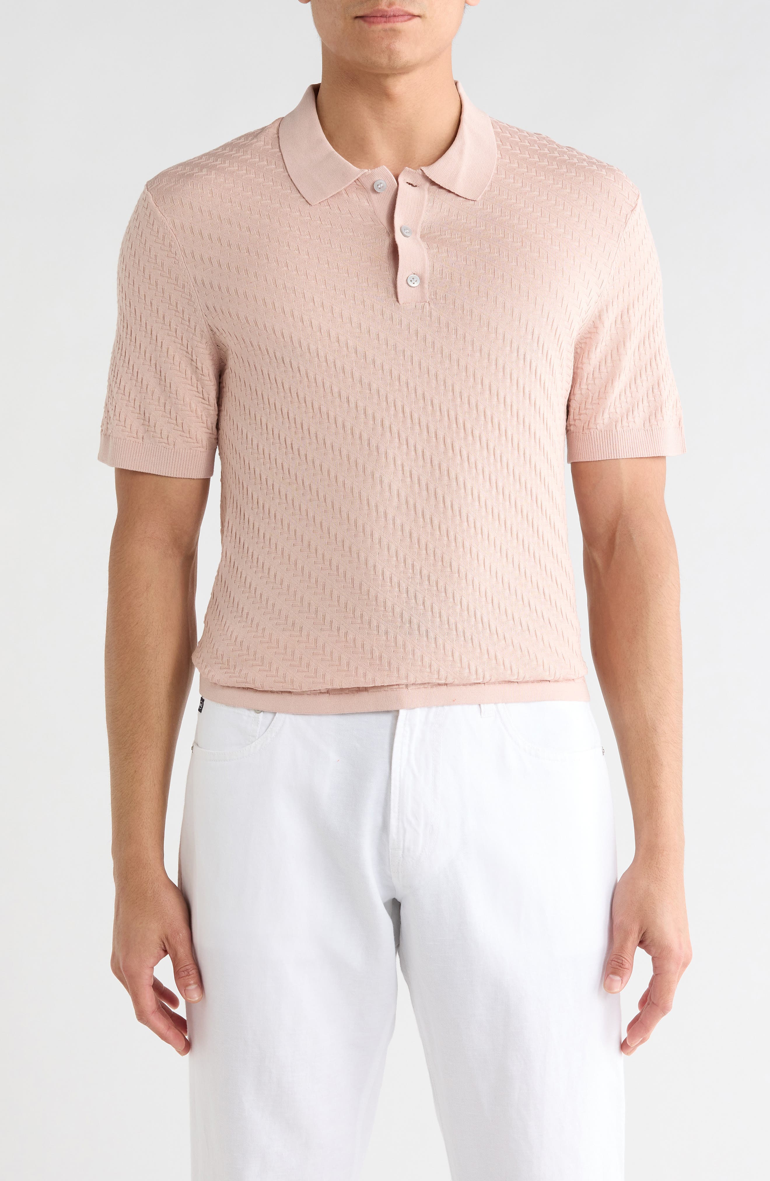 Robert Barakett Skelling Textured Polo Sweater