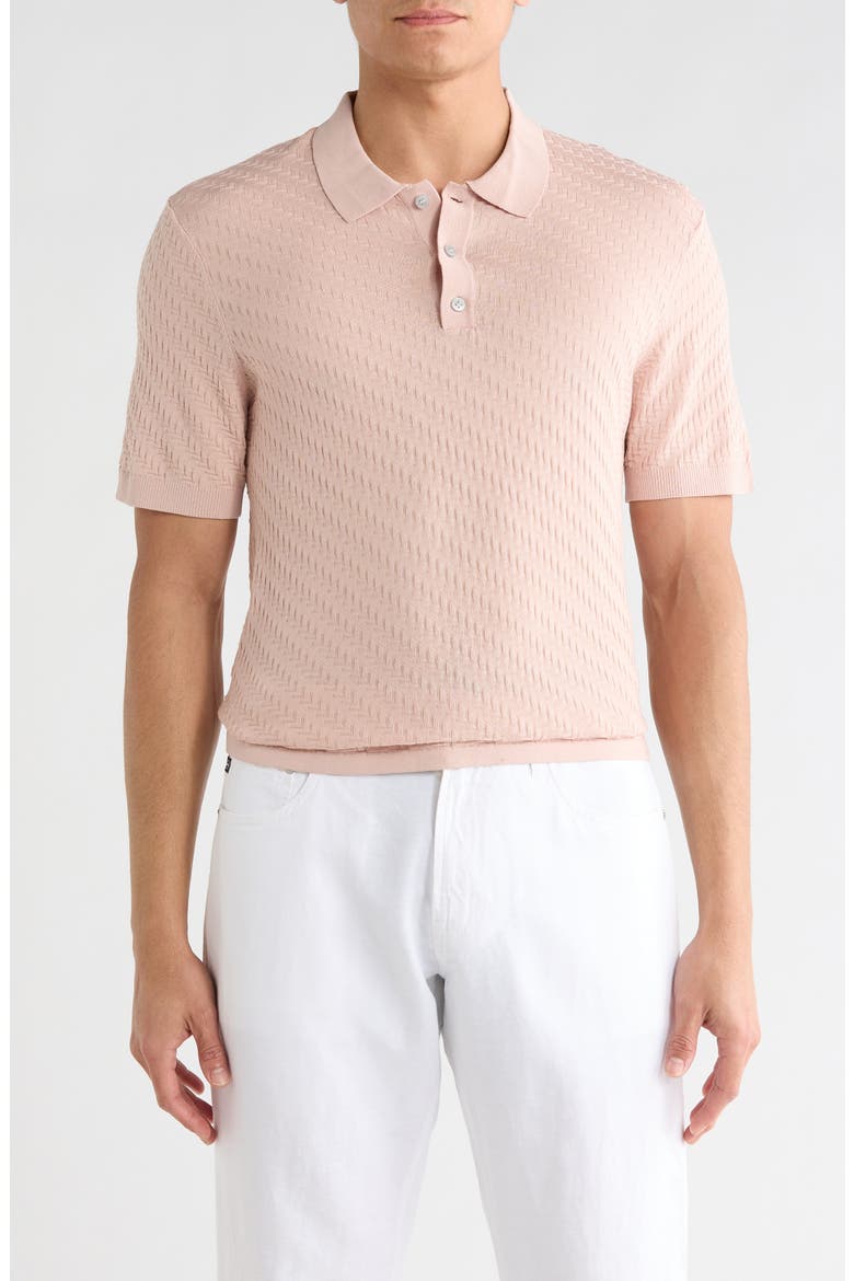 Skelling Textured Polo Sweater, Main, color, CORAL