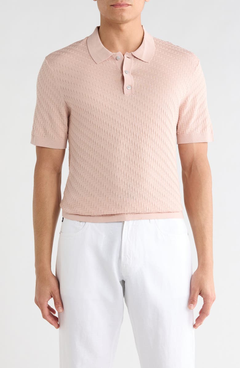 Robert Barakett Skelling Textured Polo Sweater, Main, color, Coral