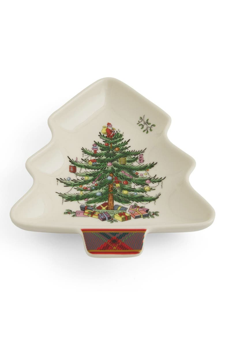 Spode Christmas Tree Tartan Spoon Rest, Alternate, color, Green