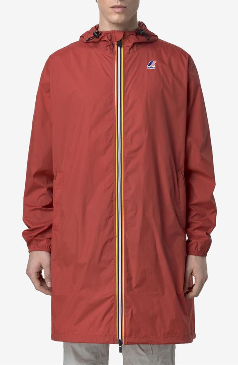 K-Way Le Vrai 4.0 Eiffel East Water Repellent Raincoat, Main, color, Red Jasper