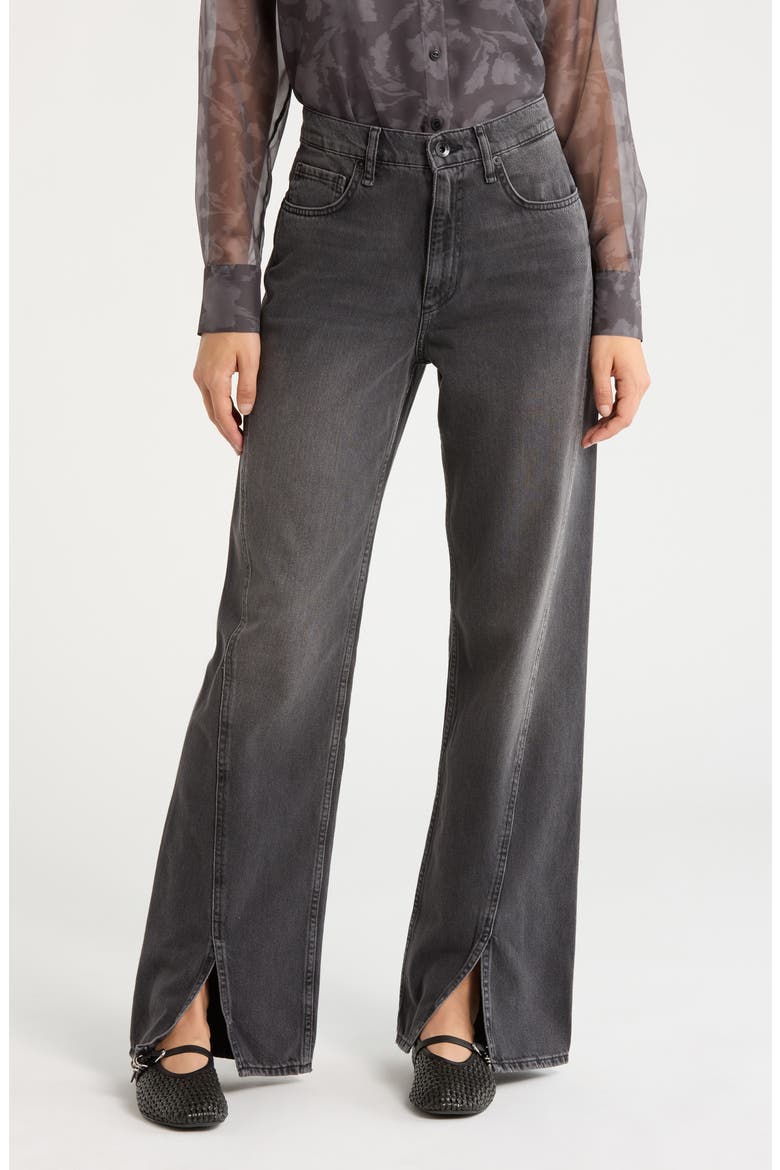 Shannon High Waist Split Jeans, Main, color, WASHED BLACK