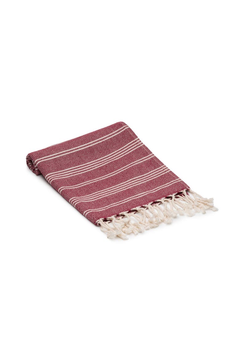 Essential Stripe Turkish Cotton Hand Towel Bundle, Alternate, color, Burgundy