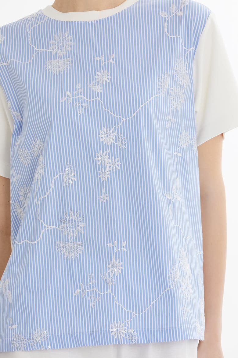 Blue Sequin Embroidered T-Shirt, Alternate, color, Blue