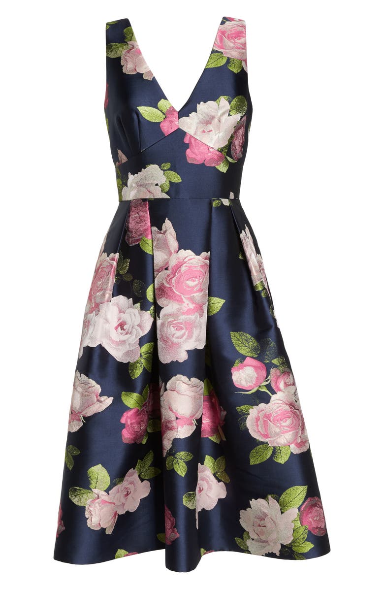 Eliza J Sleeveless Floral Print Fit & Flare Dress, Alternate, color,