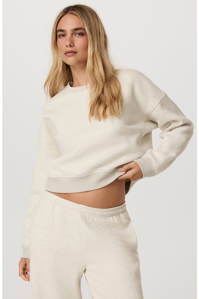 Restore Organic Cotton Blend Crop Sweatshirt, Alternate, color, BONE HEATHER