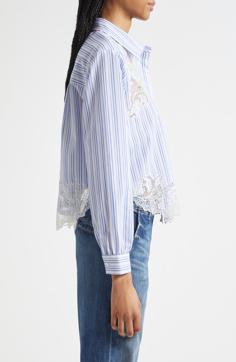 Ramy Brook Gia Stripe Lace Accent Button-Up Shirt, Alternate, color, 