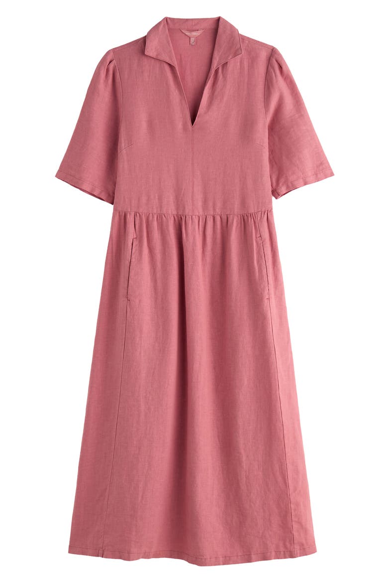 Fen Linen Midi Dress, Alternate, color, WILD ROSE SWATCH