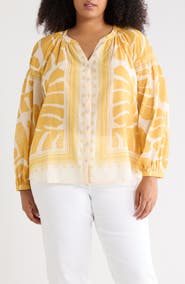 DR2 by Daniel Rainn Border Print Button-Up Shirt