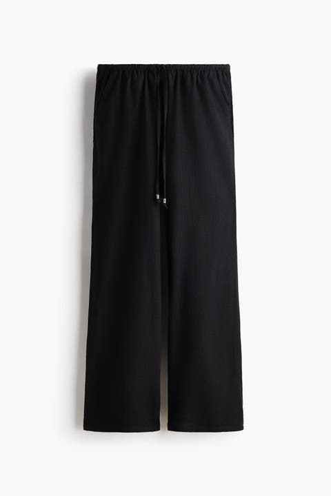 Linen-blend Drawstring Trousers
