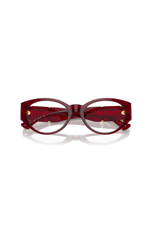 Versace 54mm Oval Optical Glasses In Burgundy