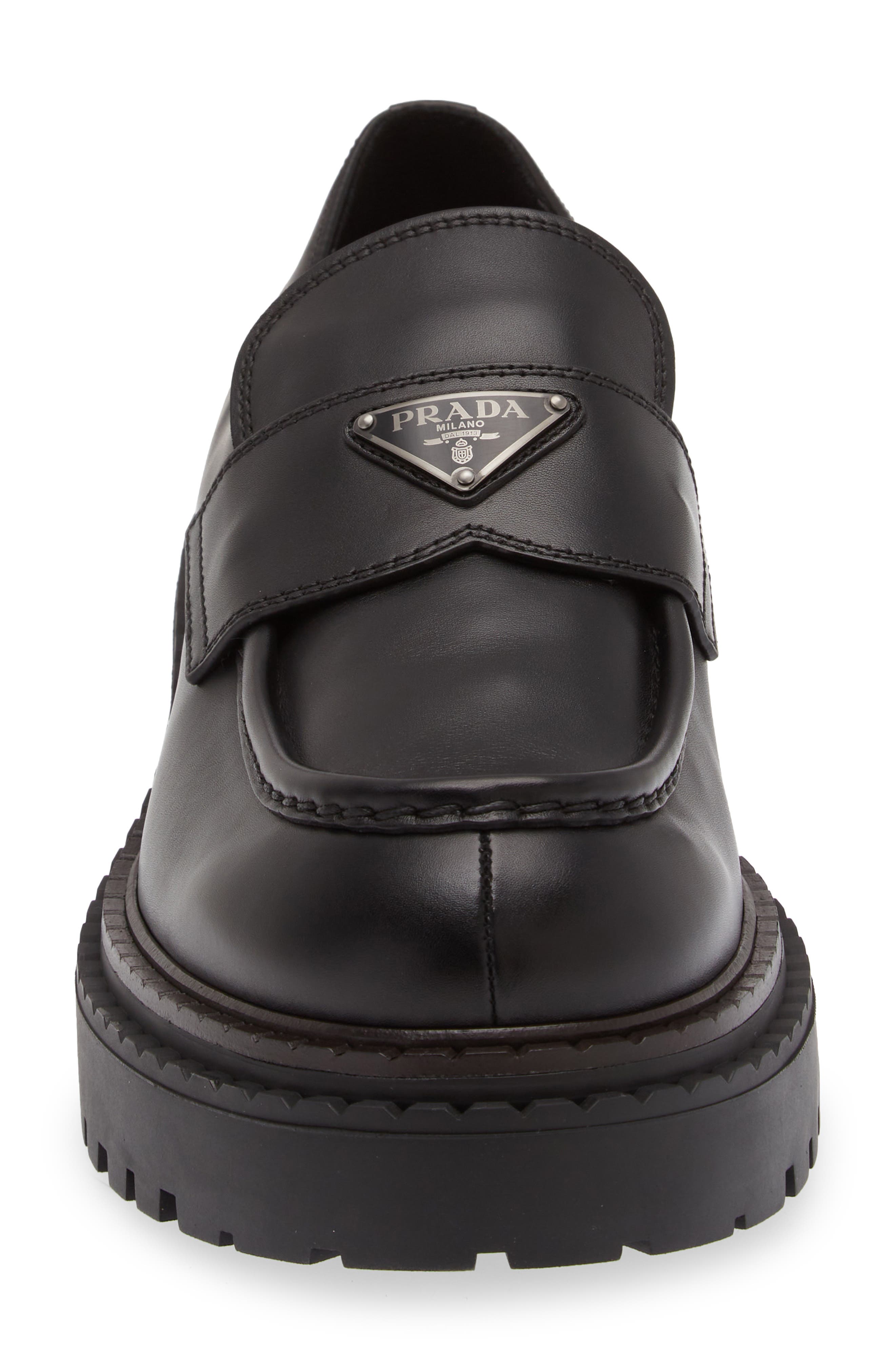 Prada Double Chocolate Platform Loafer, Alternate, color, 
