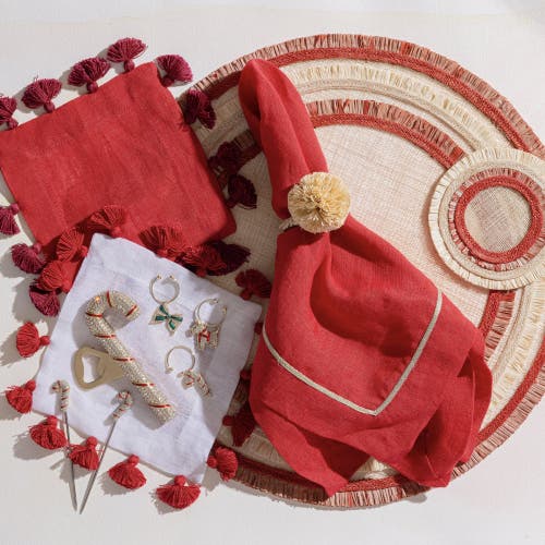 Joanna Buchanan Ruffle Edge Straw Placemat, Set Of Four