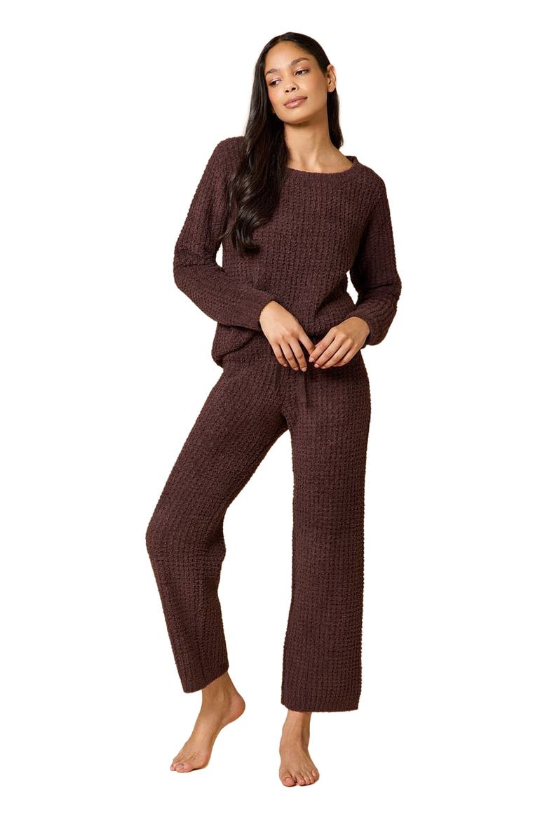 Waffle Marshmallow Boat Neck Lounge Set, Main, color, Espresso